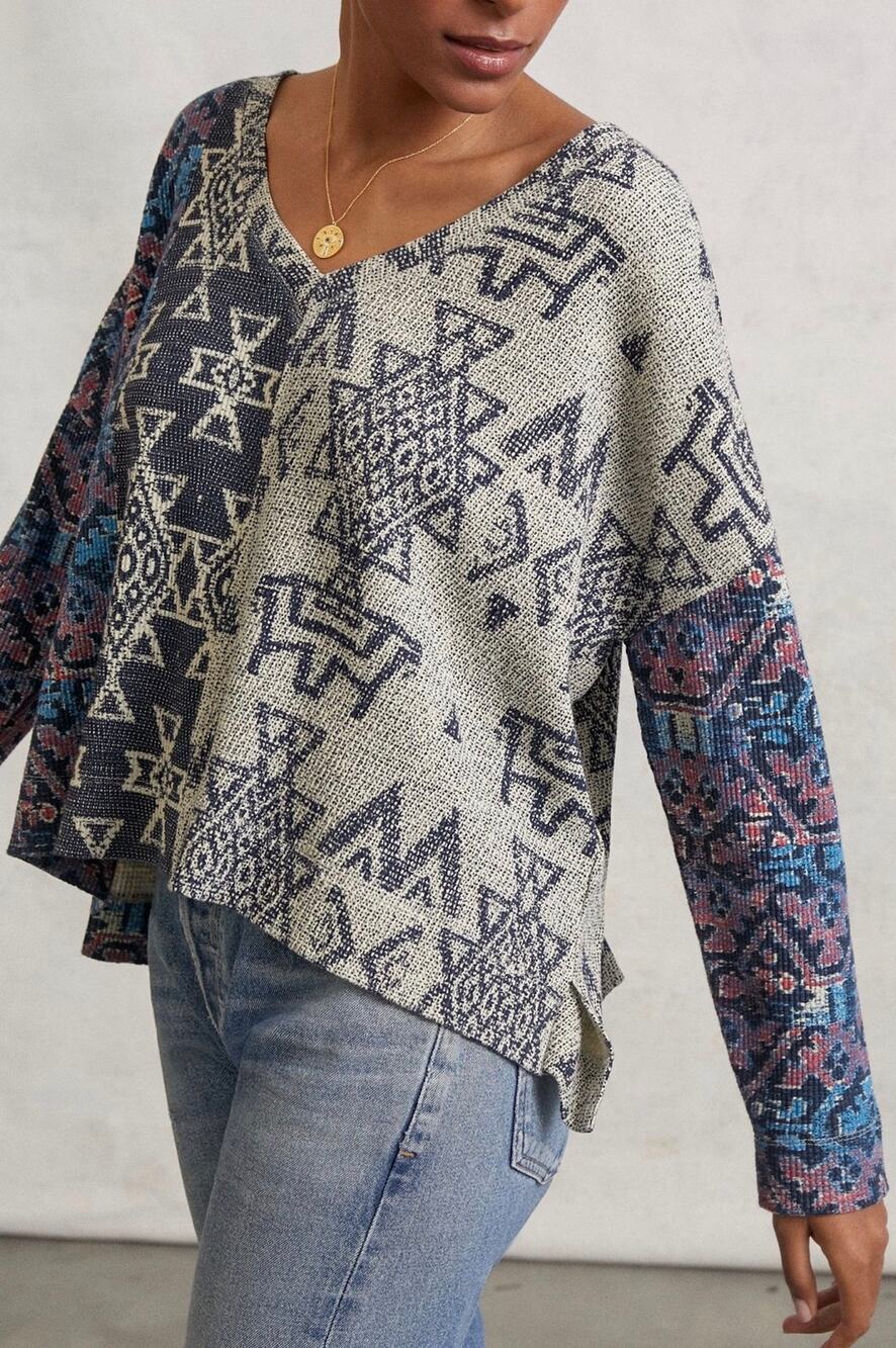 Pilcro for Anthropologie Moira Thermal Waffle Knit Top Size XS